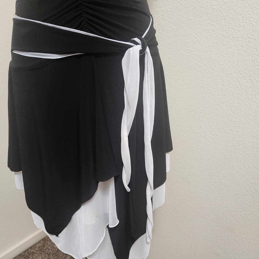 Vtg 90s Y2K Capricho Fairy Dress M Black Halter Asym Hem Party Whimsigoth Witchy - Picture 7 of 16